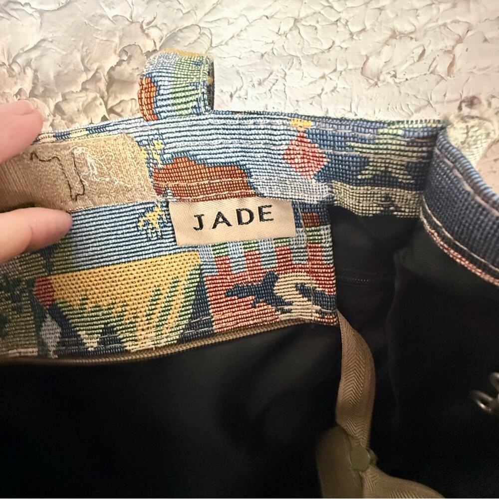 Vintage Tapestry Tote Bag Cabin Lodge Style | Moose Bear Mountain Print Shoulder - Picture 4 of 11